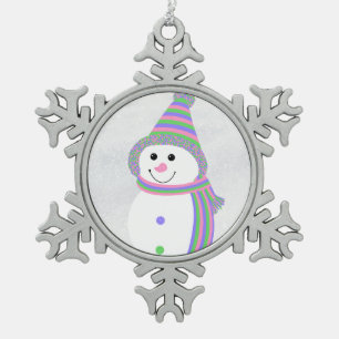 Trigender Pride Flag Snowman Snowperson Snowflake Pewter Christmas Ornament