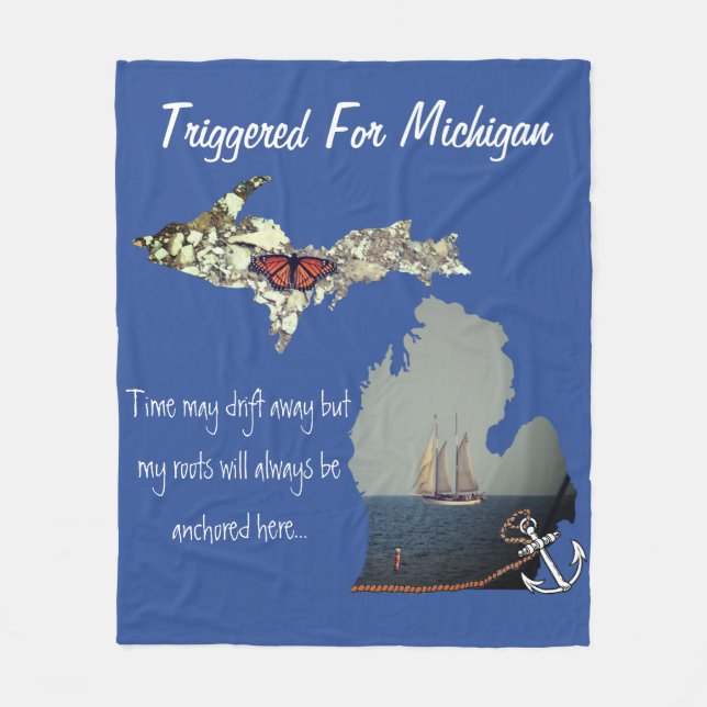 Triggered For Michigan Fleece Blanket (Front)