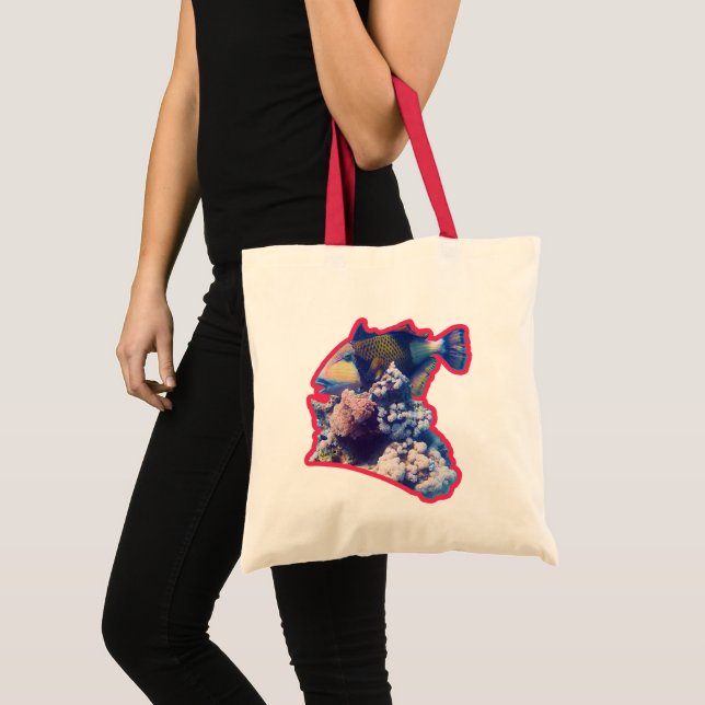 Triggerfish | Red-Bordered Organic Crop View |  Tote Bag (Front (Product))