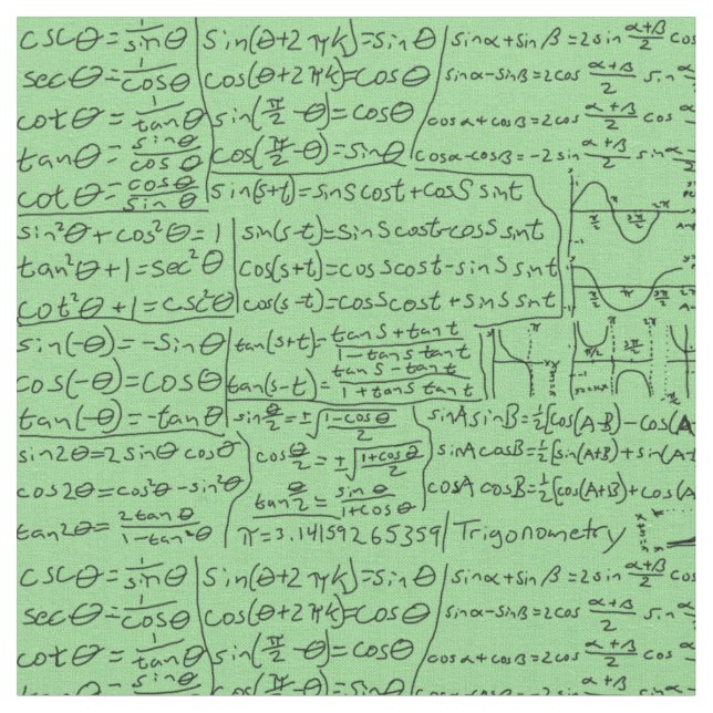 Trigonometry Cheat Sheet, green Fabric (Close Up)