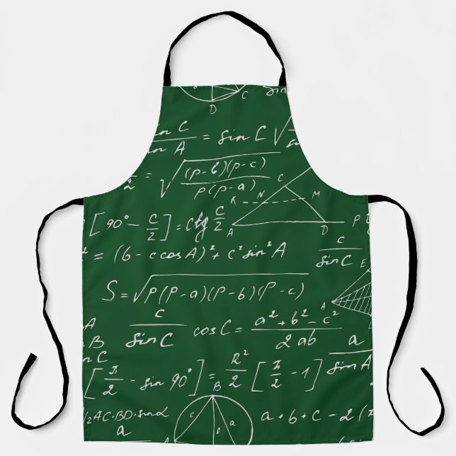 Trigonometry formulas geometric blackboard pattern apron (Front)