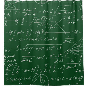 Trigonometry formulas geometric blackboard pattern shower curtain