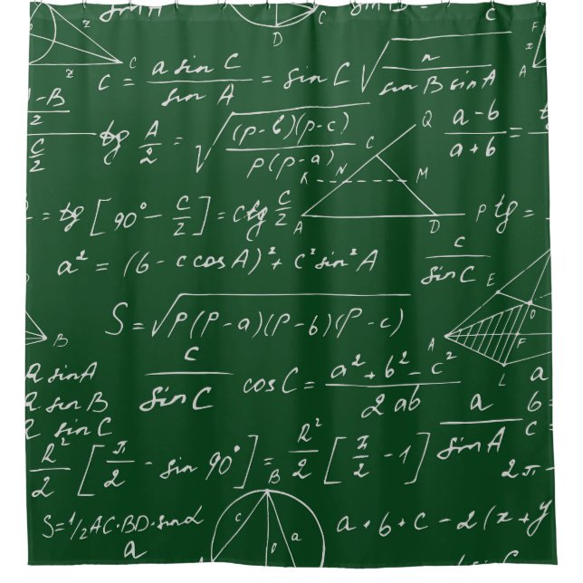 Trigonometry formulas geometric blackboard pattern shower curtain (Front)