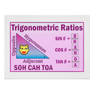 Trigonometry SOH CAH TOA Classroom Pink Poster