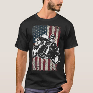 Triker Motorcycle Patriotic American Flag Trike Bi T-Shirt