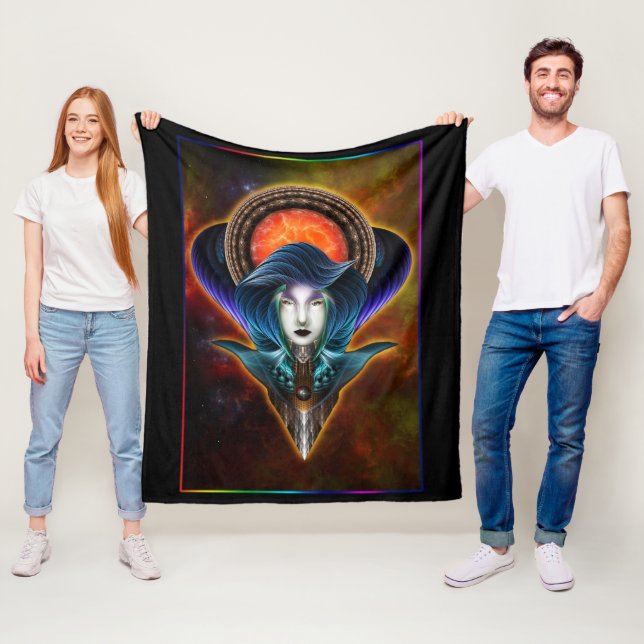 Trilia Red Nebula Portrait Fleece Blanket (In Situ)