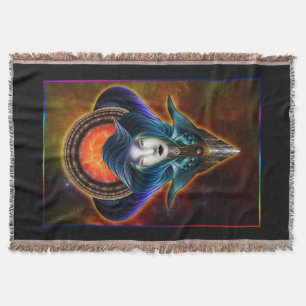 Trilia Red Nebula Portrait Throw Blanket
