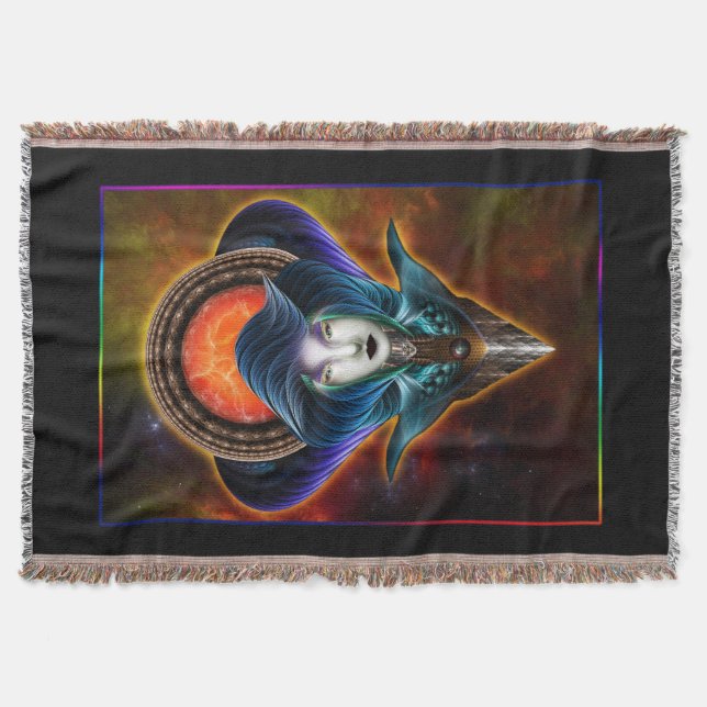 Trilia Red Nebula Portrait Throw Blanket (Front)