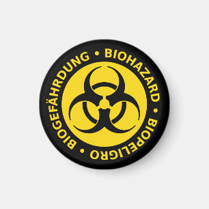 Trilingual Biohazard Warning Magnet