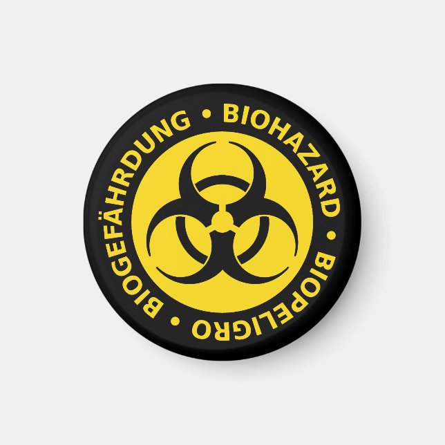 Trilingual Biohazard Warning Magnet (Front)