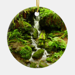 Trillium Falls at Redwood National Park Ceramic Tree Decoration