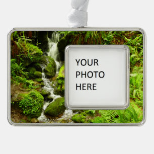 Trillium Falls at Redwood National Park Silver Plated Framed Ornament