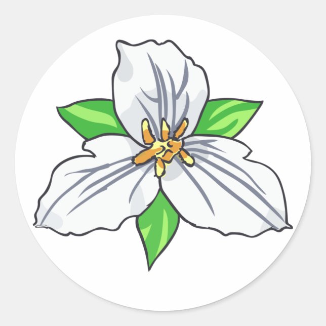 Trillium Flower Classic Round Sticker (Front)