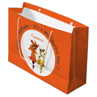 Trillium Tiger-Lily Whimsical Flower Party Supply Large Gift Bag