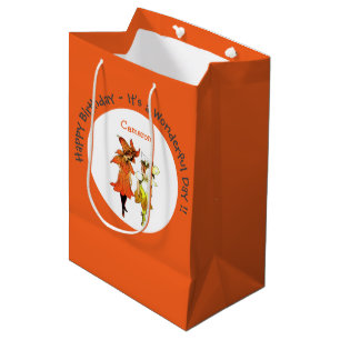 Trillium Tiger-Lily Whimsical Flower Party Supply Medium Gift Bag
