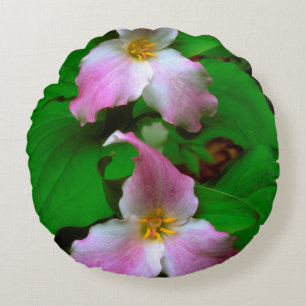 Trillium Wildflower Round Cushion