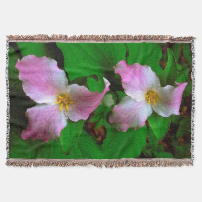 Trillium Wildflower Throw Blanket (Front)