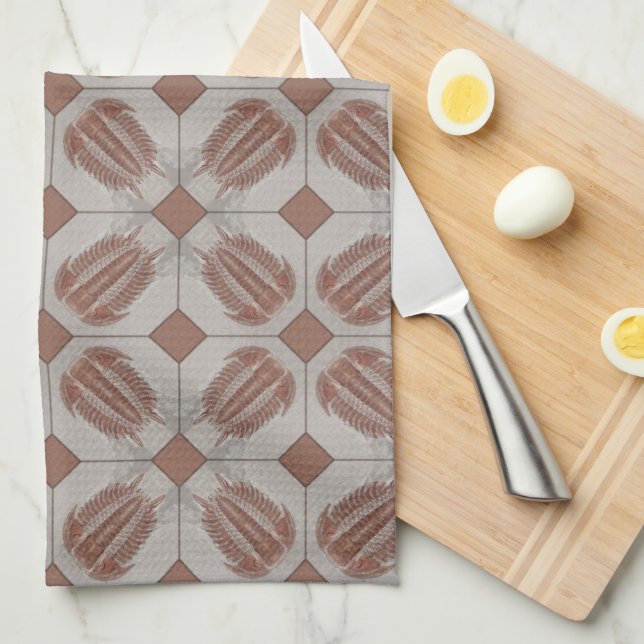 Trilobite Tile Tea Towel (Quarter Fold)