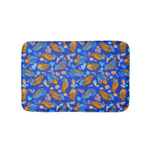 Trilobites on dark blue background (kids pattern) bath mat