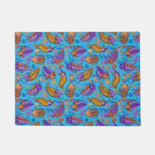 Trilobites on light blue background (kids pattern) doormat