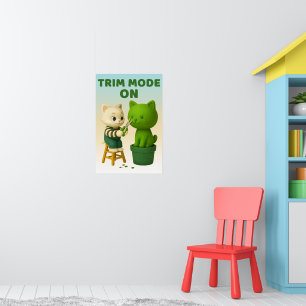 Trim Mode On: Cute Cat Gardener & Topiary Art Poster