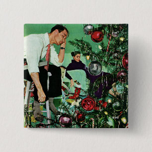 Trimming the Tree 15 Cm Square Badge