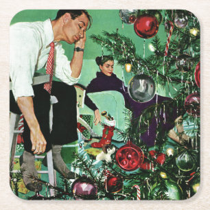 Trimming the Tree Square Paper Coaster