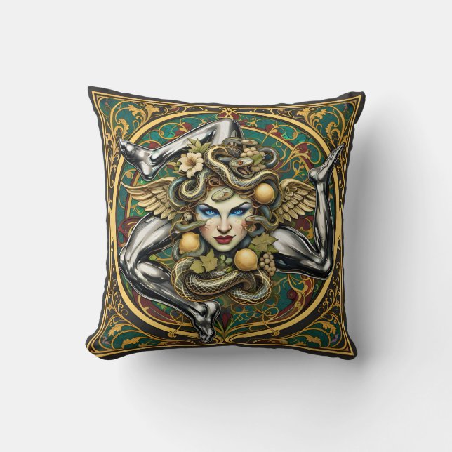 Trinacria Sicilian Pattern (VC Designs) Cushion (Front)
