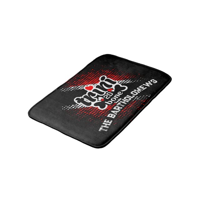 Trini 2D Bone Trinidad and Tobago Dot Pattern Flag Bath Mat (Angled)