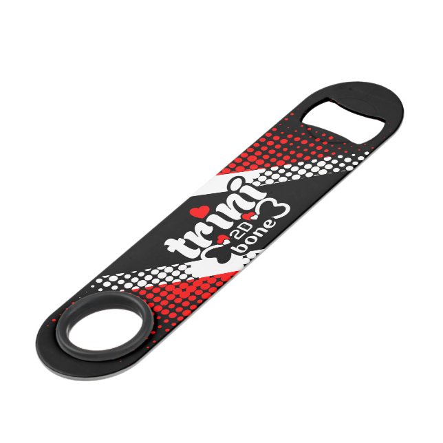 Trini 2D Bone with Dot Pattern Flag and Your Name (Front Angled)