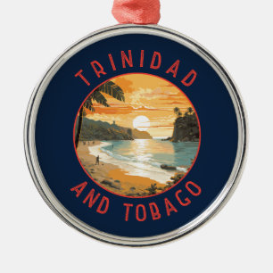 Trinidad and Tobago Caribbean Distressed Circle Metal Tree Decoration