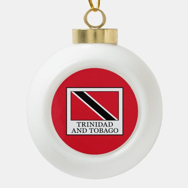 Trinidad and Tobago Ceramic Ball Christmas Ornament (Front)