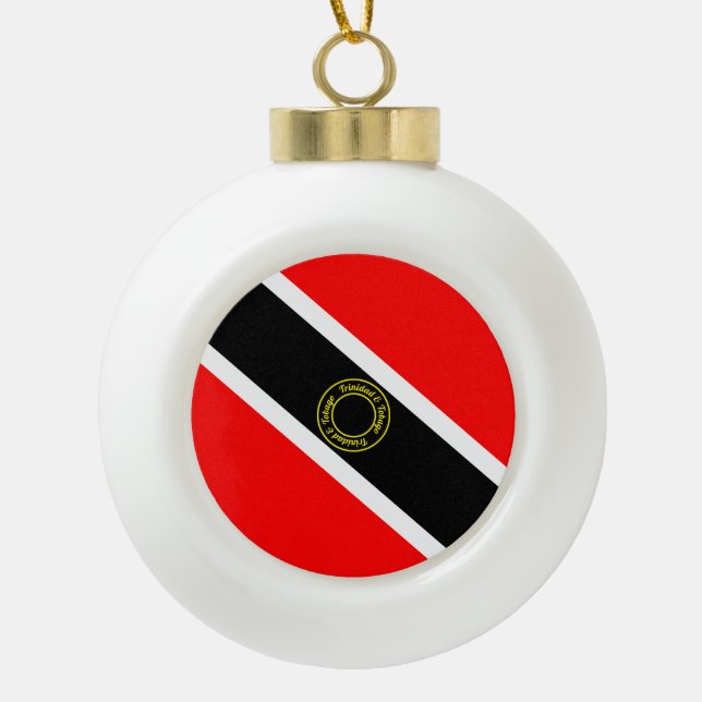 Trinidad and Tobago Ceramic Ball Christmas Ornament (Front)