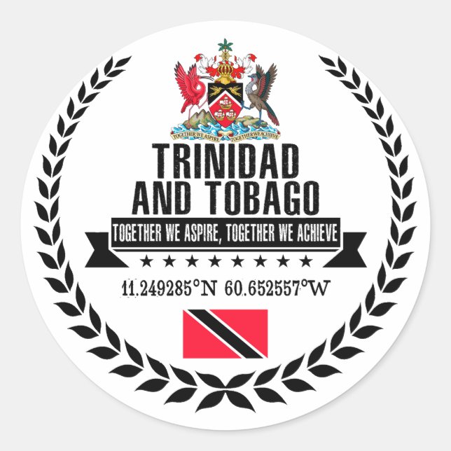 Trinidad and Tobago Classic Round Sticker (Front)