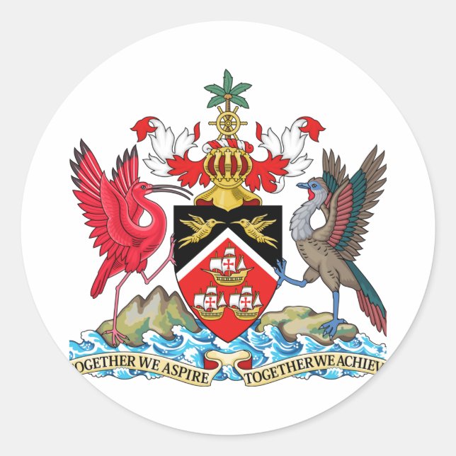 Trinidad and Tobago Coat of Arms Classic Round Sticker (Front)