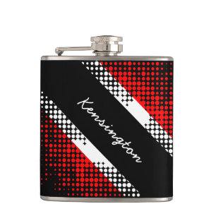 Trinidad and Tobago Dot Pattern Flag with Name Hip Flask