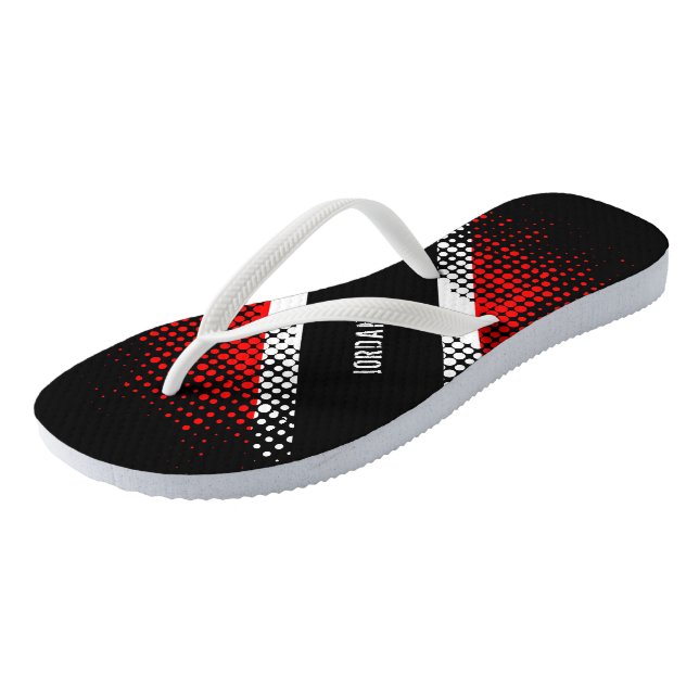 Trinidad and Tobago Dot Pattern Flag  (Your Name) Jandals (Angled)