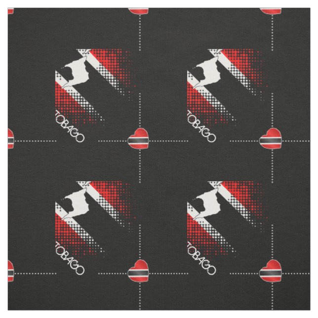 Trinidad and Tobago Dot Pattern Heart Flag | BLACK Fabric (Swatch)