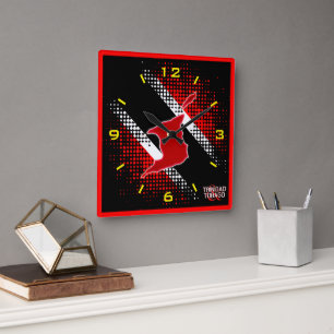 Trinidad and Tobago Flag and Map Square Wall Clock