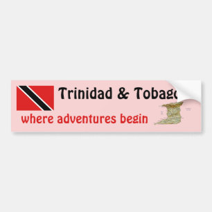 Trinidad and Tobago Flag + Map Bumper Sticker