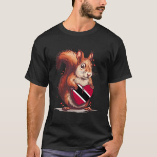 Trinidad And Tobago Flag Squirrel Heart Tobagonian T-Shirt