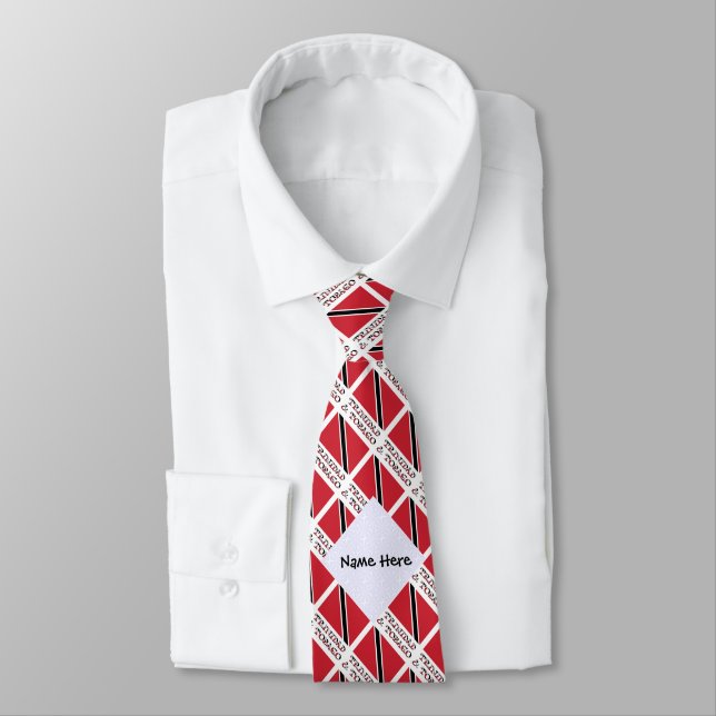 Trinidad and Tobago Flag Tiled with Your Name Tie (Tied)