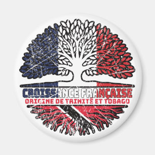 Trinidad and Tobago French France Tree Roots Flag Magnet