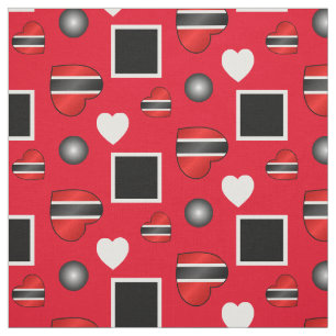 Trinidad and Tobago Heart Flag on Red Fabric