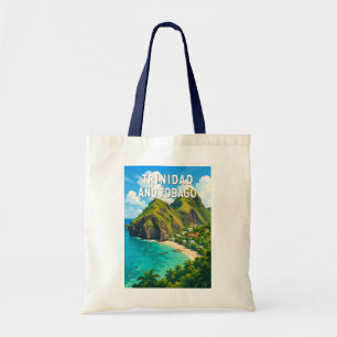 Trinidad and Tobago Illustration Travel Art Retro Tote Bag