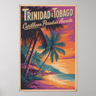 Trinidad and Tobago Landscape Illustration Travel Poster