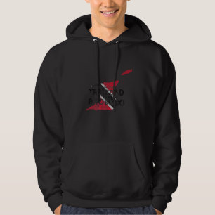 Trinidad and Tobago Map and Flag  Distressed Souve Hoodie