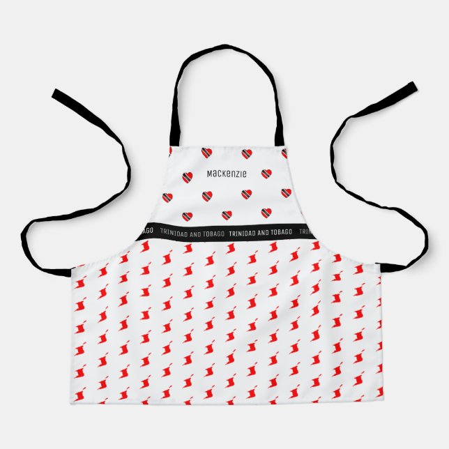 Trinidad and Tobago Map & Flag with Name Apron (Front)