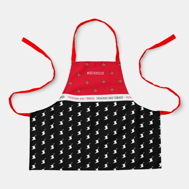 Trinidad and Tobago Map & Flag with Name Apron (Front)