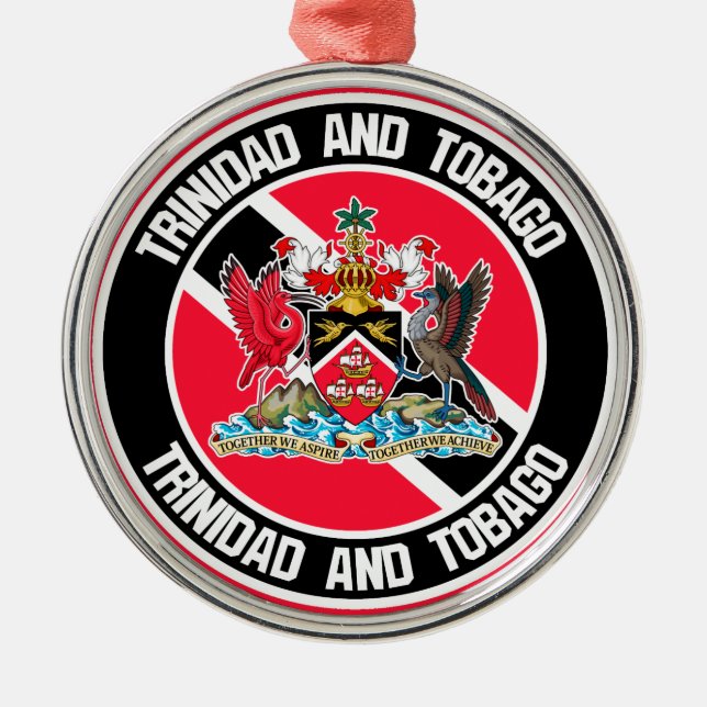Trinidad and Tobago Round Emblem Metal Tree Decoration (Front)